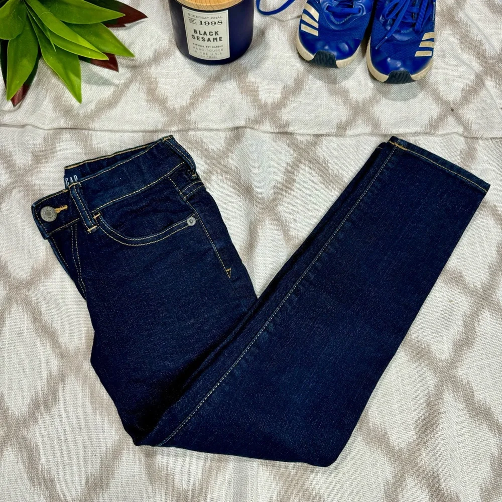 GAP Kids Dark Wash Stretch Skinny Jeans Adjustable Waist Boys Size 7